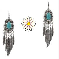 Turquoise feather dangle earrings