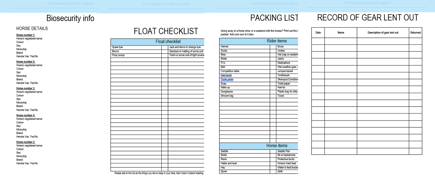 The Ultimate Horse Riders Log Book