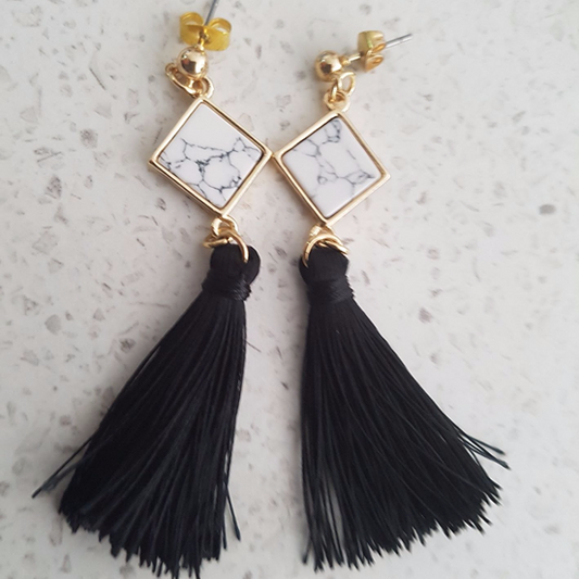 Black tassel earrings