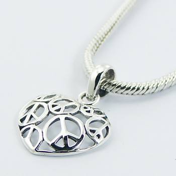 Peace sign/love heart pendant