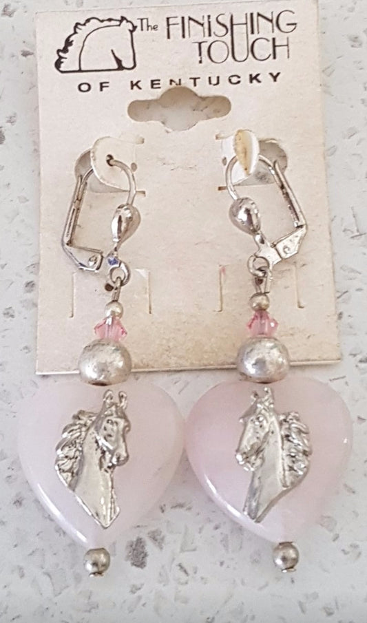 Rose quartz heart earrings